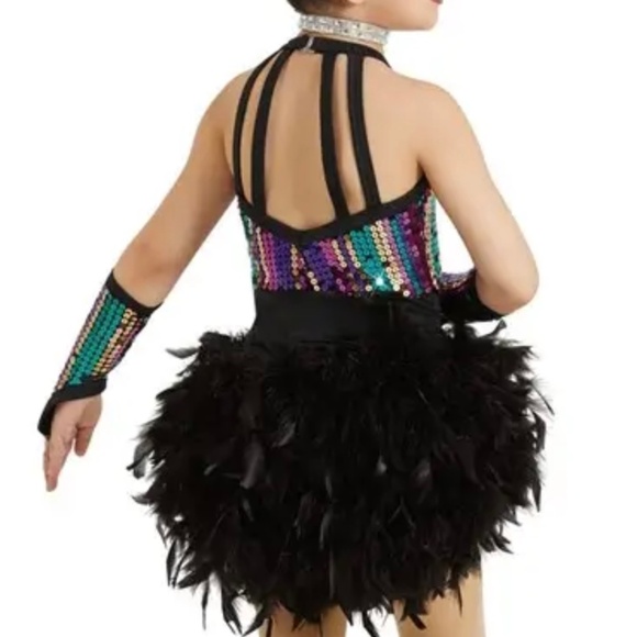 Weissman Silver Screen Multicolor sequin and feather 5 piece set S - Picture 2 of 8